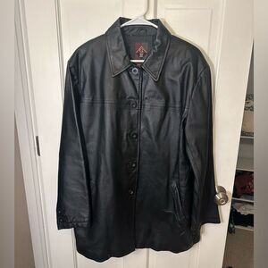 Vintage G-III Black Leather Jacket L Car Trench Coat Y2K 90’s Gothic Grunge 1X